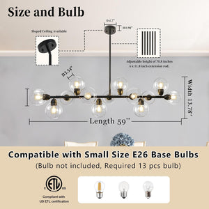 Astral - Linear Chandelier Dining Room 59 Inch Sputnik Island Pendant Light