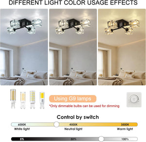 Astrid - Semi-Recessed Glass Ceiling Lamp with 4 Lights