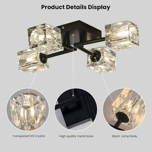 Astrid - Semi-Recessed Glass Ceiling Lamp with 4 Lights