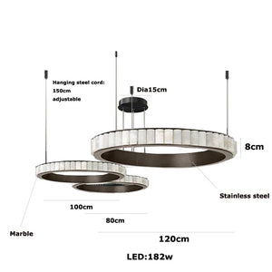 Aurum & Noir - Modern LED Pendant Light Gold and Black Marble Lustre