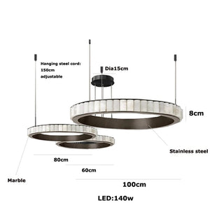 Aurum & Noir - Modern LED Pendant Light Gold and Black Marble Lustre