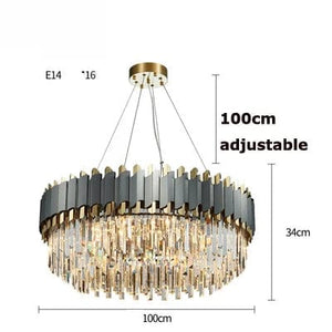 Bemus - Art Deco Black Stainless Steel Crystal Pendant Light with LED