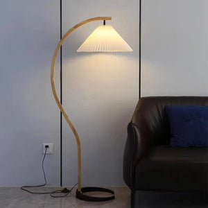 Birger - Antique Pleated Solid Wood Floor Lamp