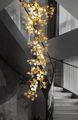 Brass Maple Long Branch Staircase Chandelier