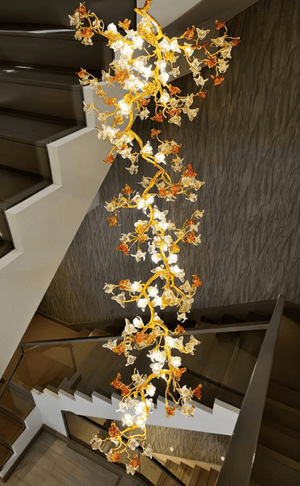 Brass Maple Long Branch Staircase Chandelier