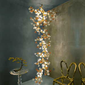 Brass Maple Long Branch Staircase Chandelier