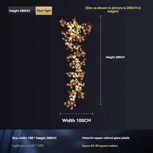 Brass Maple Long Branch Staircase Chandelier