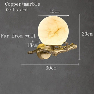 Cassius - Copper Marble Wall Lamp Style Moon Ball