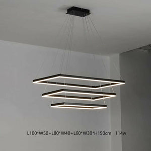 Drun - Brushed Aluminum Modern Simple Square Led Chandelier