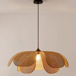 Woven pendant light with a neutral background
