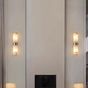 Gold Wall Light with Natural Stone in the Shape of a Cloud