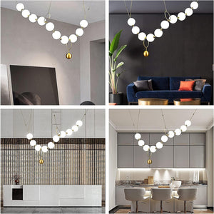 Industrial Pendant Light 10 Lights Pearl Necklace Glass Ball