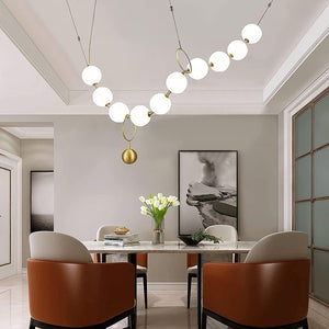 Industrial Pendant Light 10 Lights Pearl Necklace Glass Ball