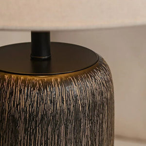 Japanese Design Ceramic Floor Lamp with Nobu Fabric Shade