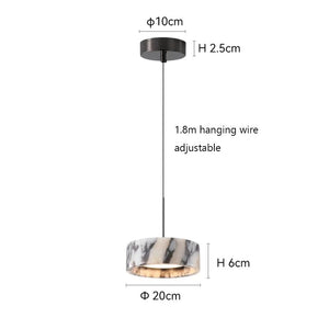 Khloe - Black Round Natural Stone Pendant Light