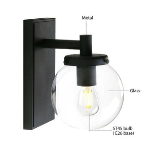 Knud - Industrial Wall Lamp with Glass Globe for Bathroom