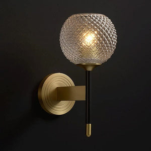 Midd - Modern Gold Wall Mount Light Pineapple Grid Glass