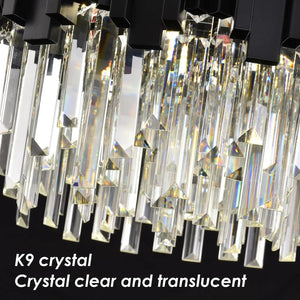 Modern Black Crystal Chandelier – Round Semi-Flush Mount K9 Crystal