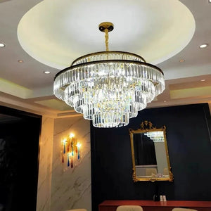 Modern Crystal Chandelier Round Pendant Light – Elegant Ceiling Lamp for Bedroom & Villa Decor