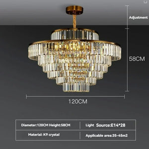 Modern Crystal Chandelier Round Pendant Light – Elegant Ceiling Lamp for Bedroom & Villa Decor