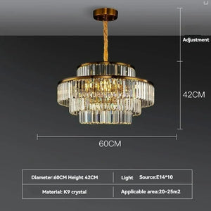 Modern Crystal Chandelier Round Pendant Light – Elegant Ceiling Lamp for Bedroom & Villa Decor