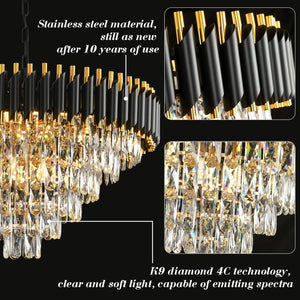 Modern Crystal Chandelier for Dining Room Black and Gold