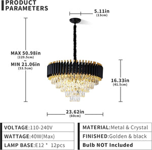 Modern Crystal Chandelier for Dining Room Black and Gold