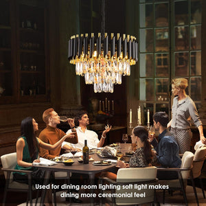 Modern Crystal Chandelier for Dining Room Black and Gold
