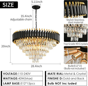 Modern Crystal Chandelier for Dining Room Black and Gold