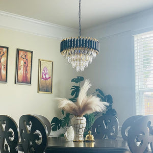 Modern Crystal Chandelier for Dining Room Black and Gold