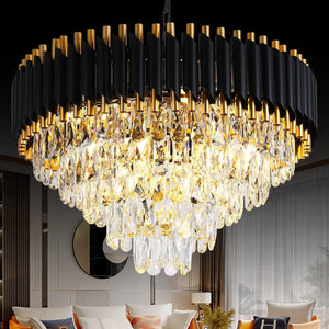 Modern Crystal Chandelier for Dining Room Black and Gold