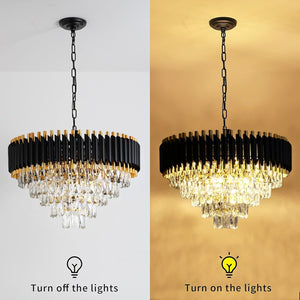 Modern Crystal Chandelier for Dining Room Black and Gold