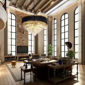 Modern Crystal Chandelier for Dining Room Black and Gold