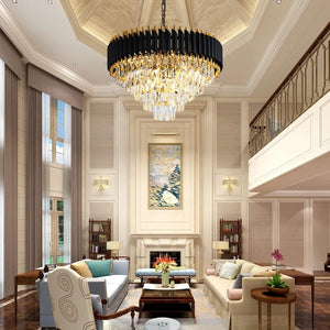 Modern Crystal Chandelier for Dining Room Black and Gold