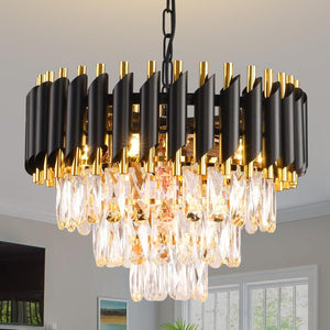 Modern Crystal Chandelier for Dining Room Black and Gold