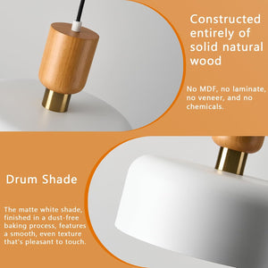 Modern Nordic Round Metal and Wood Pendant Lamp