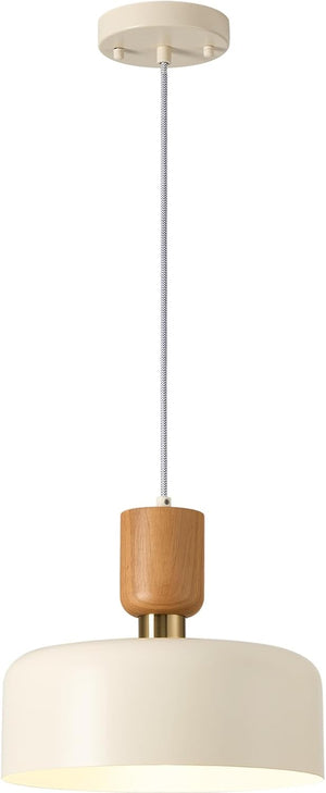Modern Nordic Round Metal and Wood Pendant Lamp