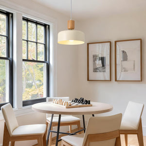 Modern Nordic Round Metal and Wood Pendant Lamp