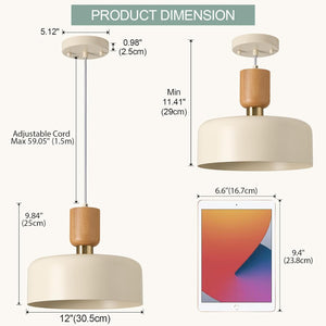 Modern Nordic Round Metal and Wood Pendant Lamp