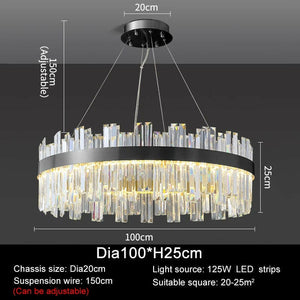 Munire Mae - Luxury Round Crystal Chandelier Compatible with Living Room