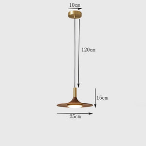 Petrica - Walnut Brass Pendant Lamp with Wooden Shade