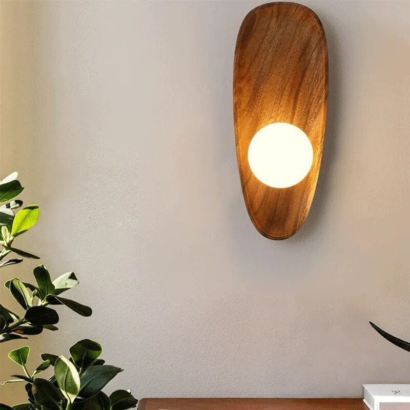 Ren - Japanese Minimalist Solid Wood Living Room Wall Sconce
