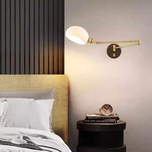 Retro Full Copper Wall Lamp-Rotatable Ceramic and Solid Wood Design
