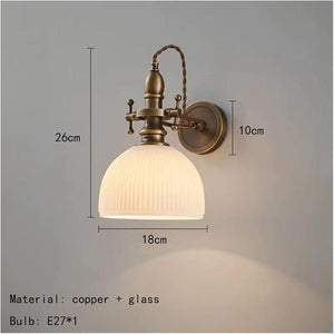 Retro Style Decorative Wall Lamp made of Copper and Glass