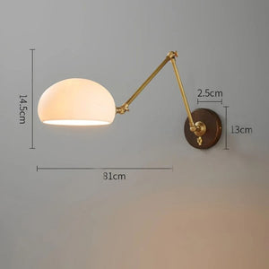 Retro Full Copper Wall Lamp-Rotatable Ceramic and Solid Wood Design