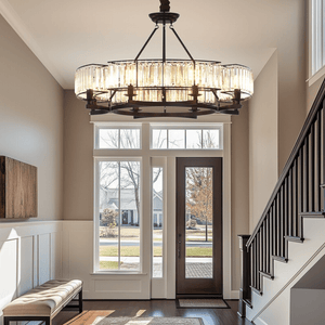 Round Shape Antique Black Industrial Crystal Chandelier