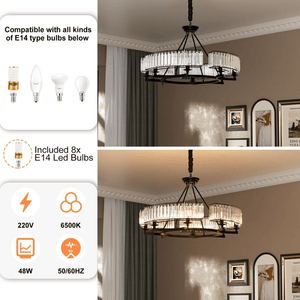 Round Shape Antique Black Industrial Crystal Chandelier