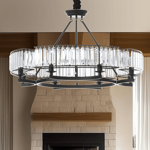 Round Shape Antique Black Industrial Crystal Chandelier