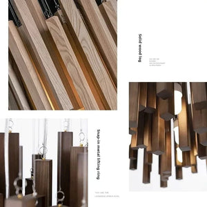 Collage of wooden and metal lamp fixtures with close-up details.