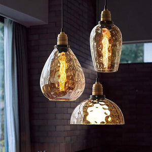 Soren - Farm Style Amber Irregular Glass Pendant Lamp